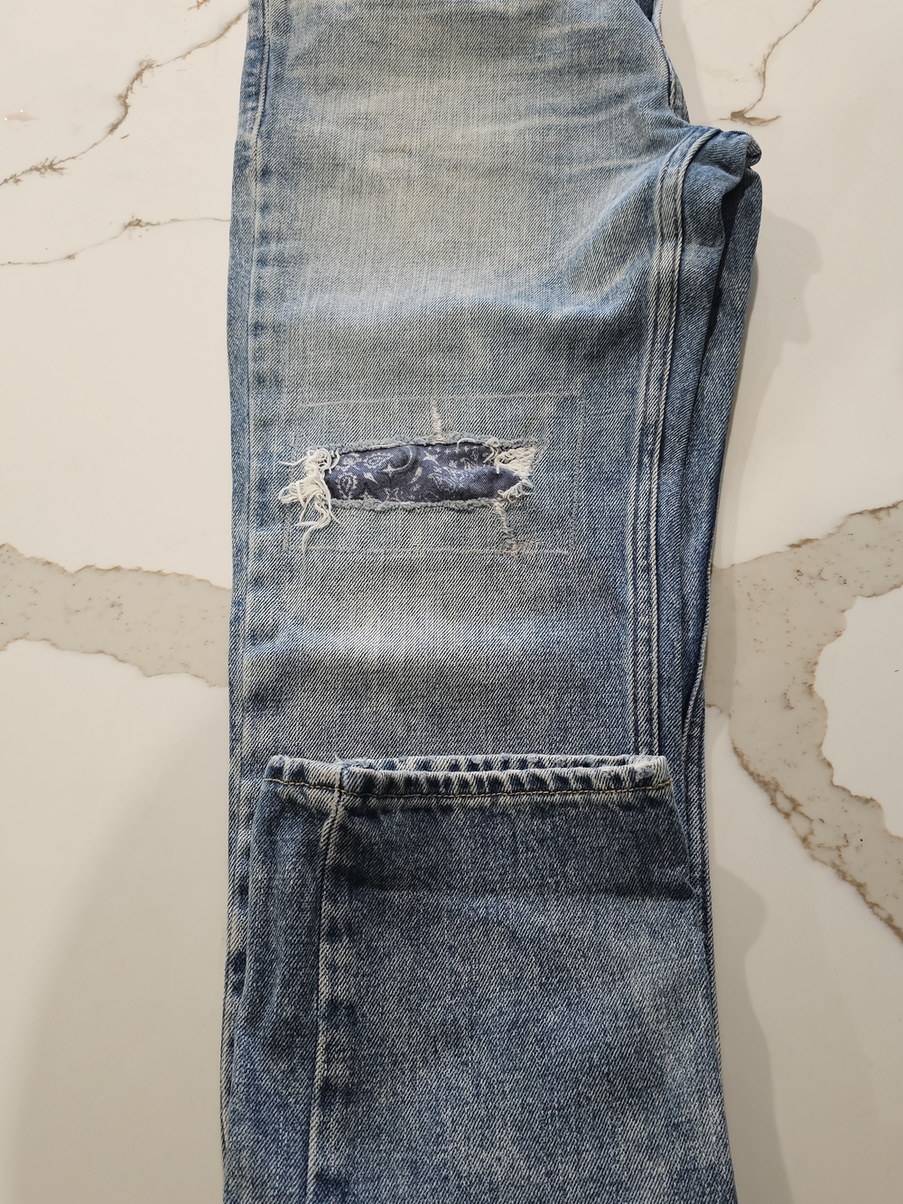 Hollister Light Blue Straight Jeans with Patch Detail
